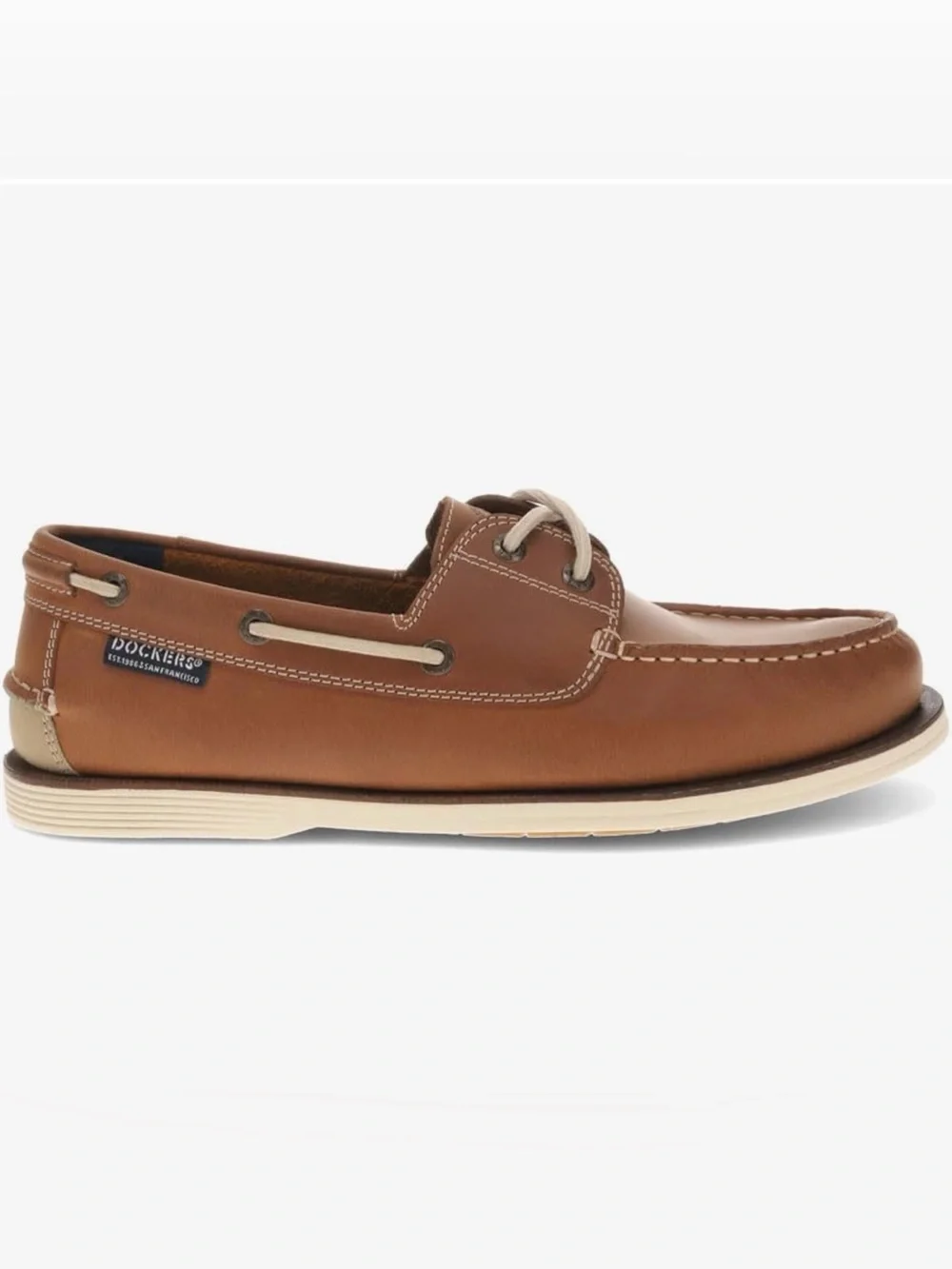 Men's or Boy's Dockers Dennison Brown Leather Lace-Up Boat Shoes Size 8M
